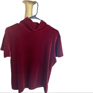 short sleeve turtleneck suede top